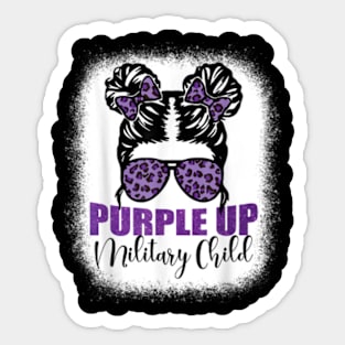 Purple up for military kids Messy bun Military child Month Sticker